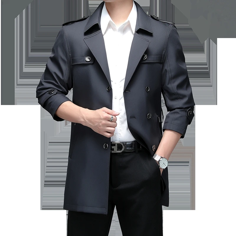 Quality Spring Autumn Men Trench Coats Superior Buttons Male Vogue Outerwear Jackets Windbreaker Plus Size 4XL