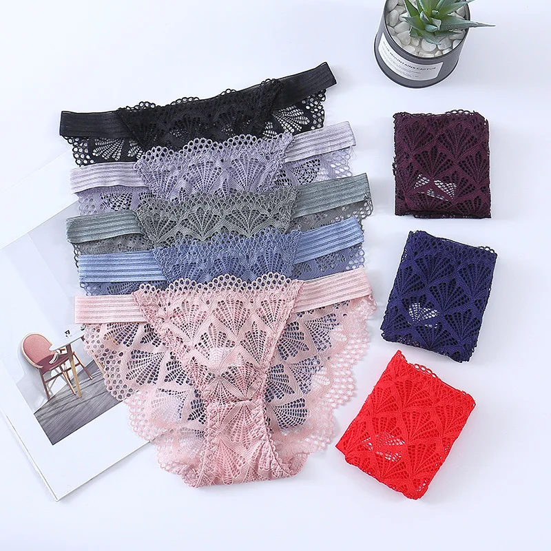 French Style Underwear Sexy Lace Panties Low Waist Seamless Invisible Briefs Fashion Hollow Out Cotton Underpant Female Lingerie