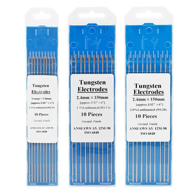 Electrodos de tungsteno de 10 piezas, varillas de soldadura TIG WL15 WL20, electrodo de tungsteno TIG 1,0 1,6 2,0 2,4 3,0 metalúrgico