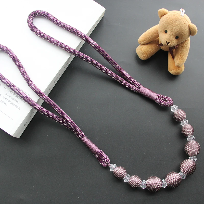 1Pc Pearl Curtain Tieback Multicolour Bead Curtains Holdback Buckle Rope Tie Back Home Decorative Accessory Curtain Holder Strap