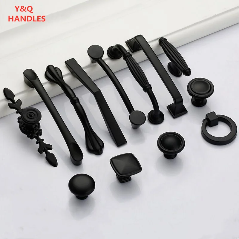 Handles Drawer Cabinet Furniture Kitchen Handles for Cabinet Knob Door Drawer Furniture Kitchen Knob Black All-match Hardware