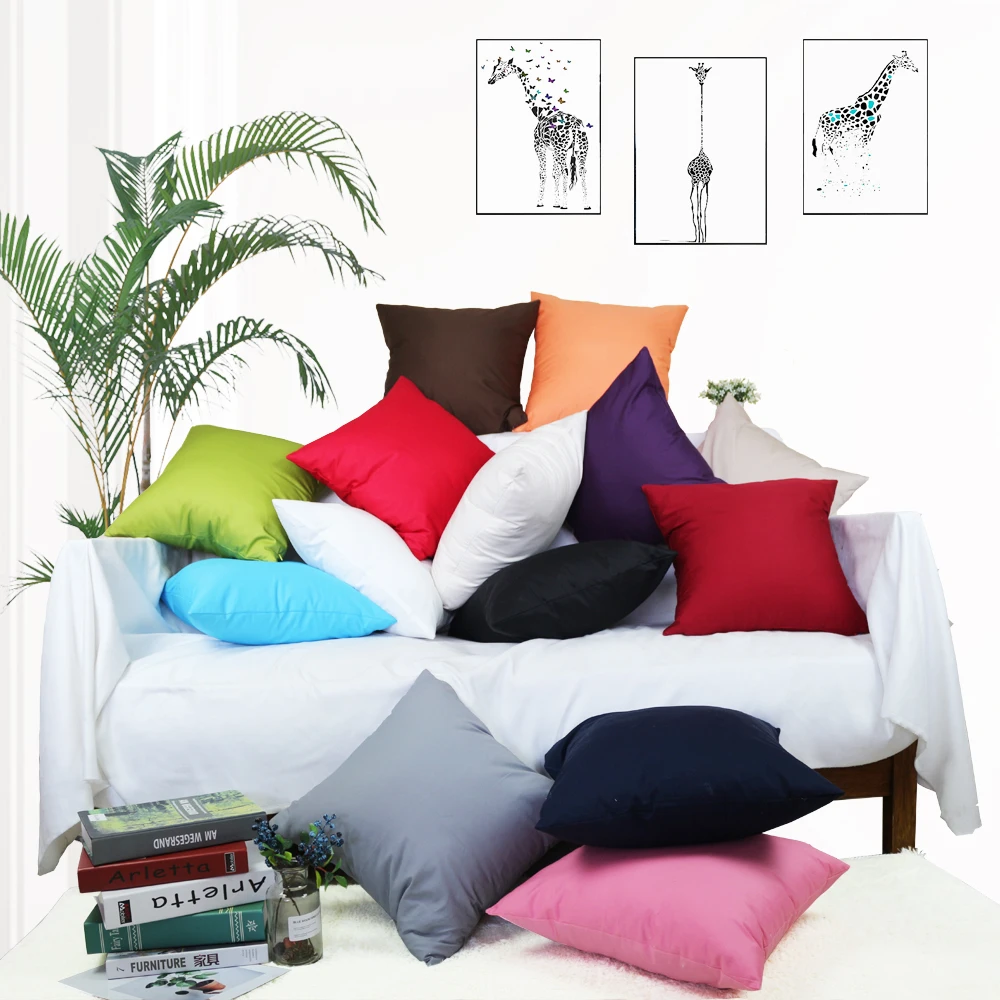 

100% Cotton Cushion Cover Soft Twill Throw Nordic Plain Decorative Pillow Case for Couch Bed Sofa Chair Home Decor