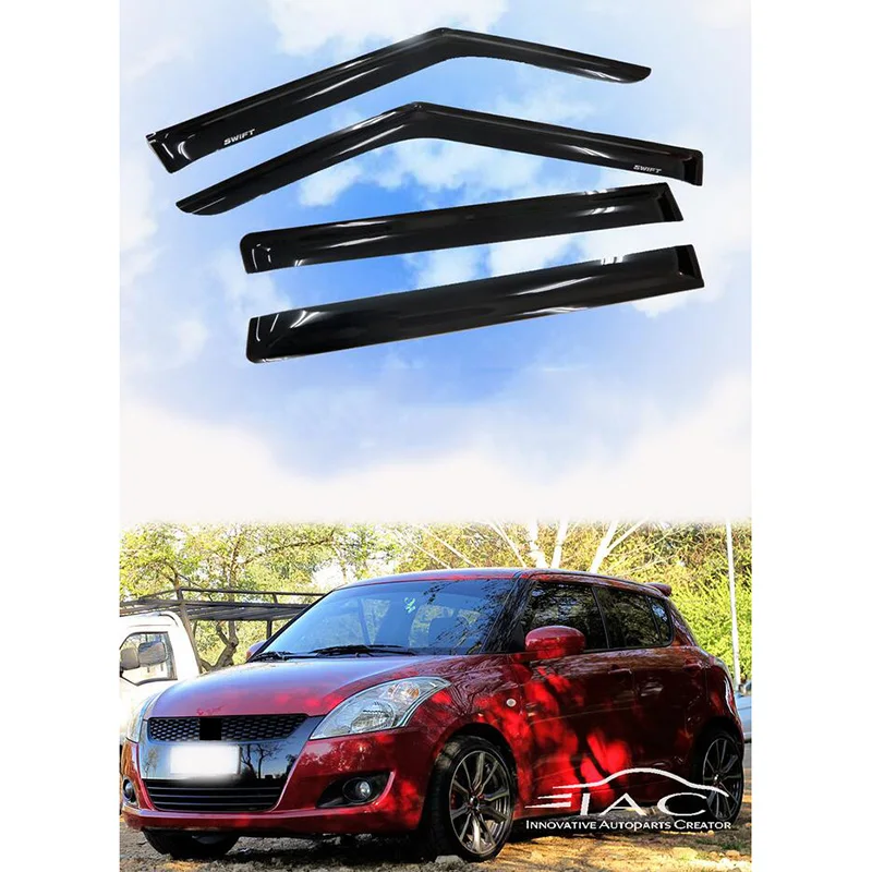 For Suzuki Swift 2010-2016 High quality Acrylic Window Visor With Silver Door Visor Deflector Shield 4pcs