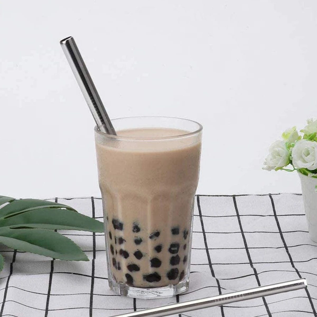 12mm Wide Eco-friendly Drinking Straws Reusable Bubble Tea Straws 304 Stainless Steel Straws Metal Straws for Boba Milkshakes