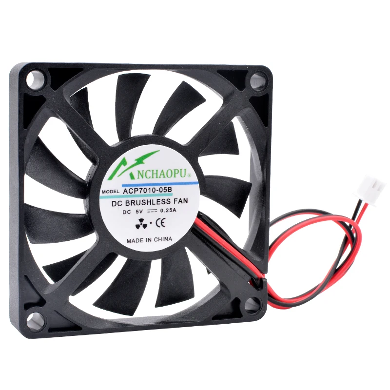 ACP7010 7cm 70mm fan 70x70x10mm DC5V 12V 24V 2pin 2 wires for the cooling fan of the chassis power supply charger inverter