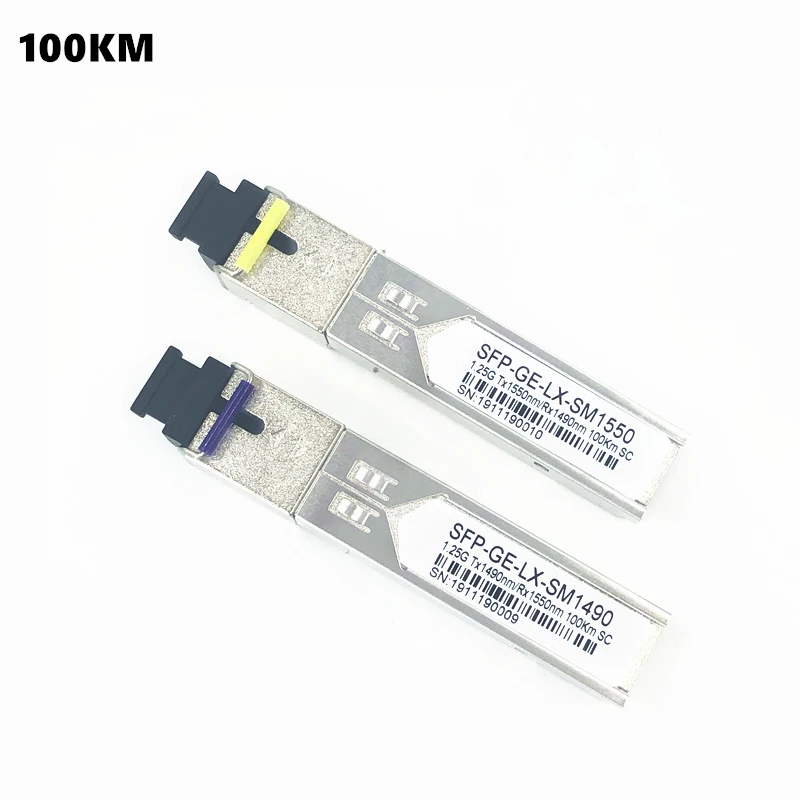 Sc Sfp Glasvezel Module 1.25G Sc 20/40/60/80/100Km 1310/1490/1550nm Single Fiber Sfp Optische Module Compatibel Code Onu Olt