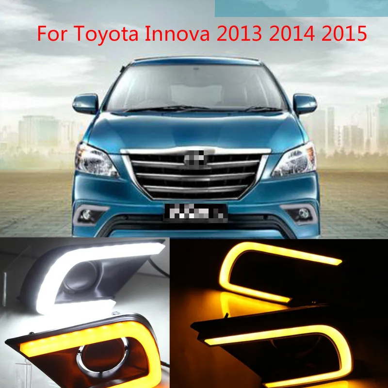 

1 set For Toyota INNOVA 2013 2014 2015 with trunning Yellow Signal DRL LED Daytime Running Light Led fog lamp cover