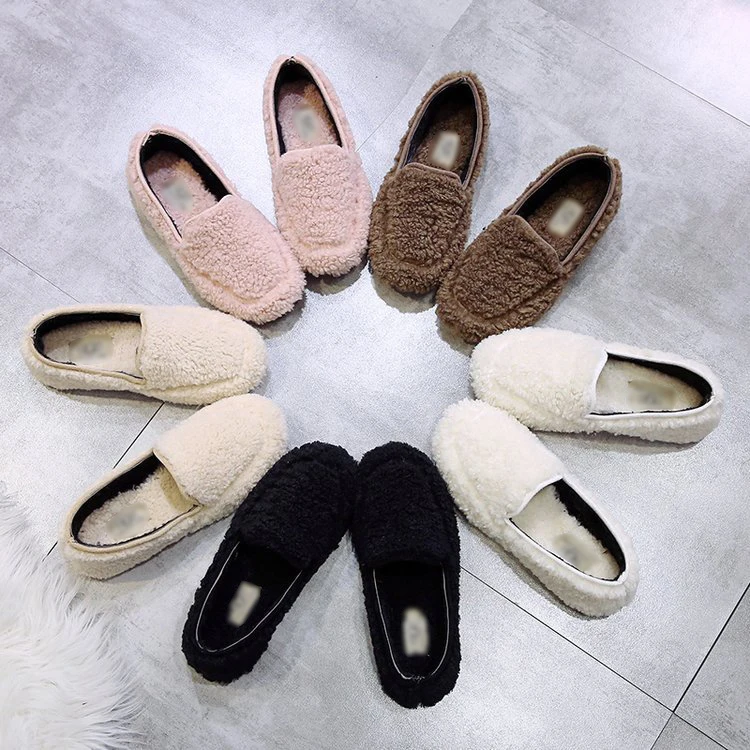 Furry Shoes Women Outdoor Fashion Flats Shoes Hot Sale Soft Comfortable Slip on Loafers Walking Footwear Woman Zapatos de mujer