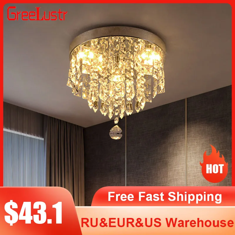 Creative LED Crystal Ceiling Lamp K9 Entranc Aisle Chandelier Raindrop Pendant Light  Fxitures Living Dining Room Indoor Lustres