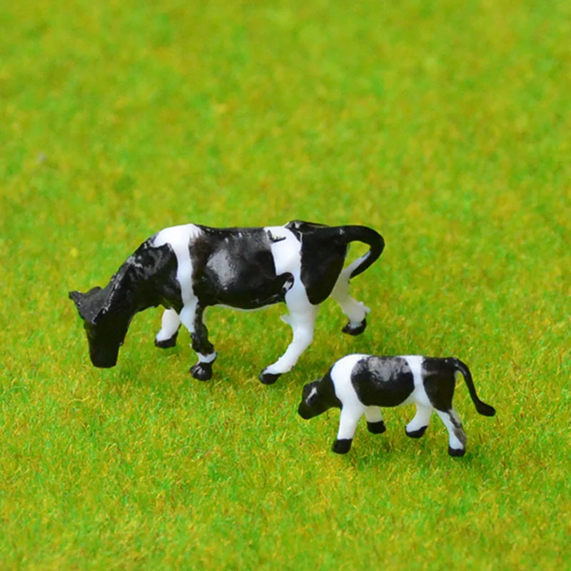 1 to 10pcs 1/87 Miniature Cow Ox Bull Cattle Figurines Farm Models Fairy Garden Sandbox Landscape Action Figures Toys Ornaments