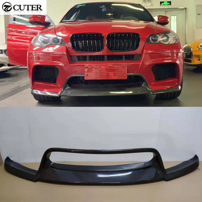 E70 X5m E71 X6m v Style Carbon Fiber Front Bumper Lip for Bmw X5m X6m Front Splitter Car Body Kit 2008-2014