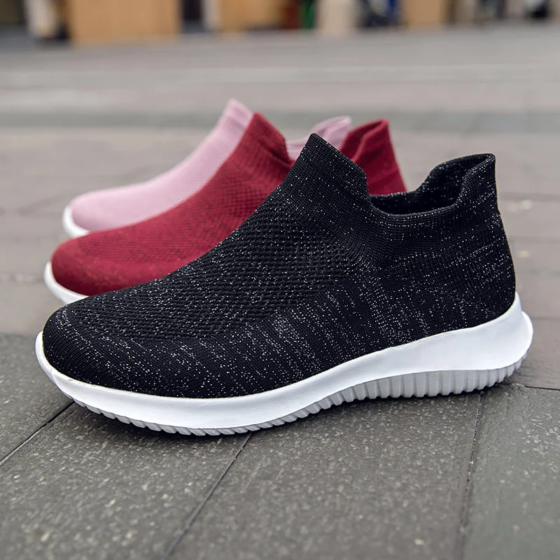 

Tenis Feminino Women Sneakers 2021 Summer Ladies Fashion Breathble Vulcanized Shoes Women Platform Slip on Casual Black Cheap