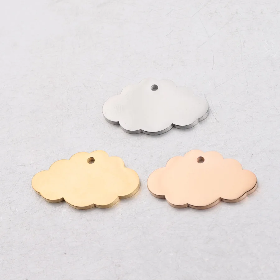 

50pc Mirror Polished Cloud Charm Stainless Steel 15*25mm Stamping Logo Charms for Necklace DIY Handmade Beads Wholesale