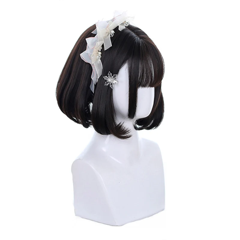 L-email wig Mixed Blue Bob Lolita Wigs with Bangs Short Harajuku Cosplay Wig Pink Wig Heat Resistant Synthetic Hair Party