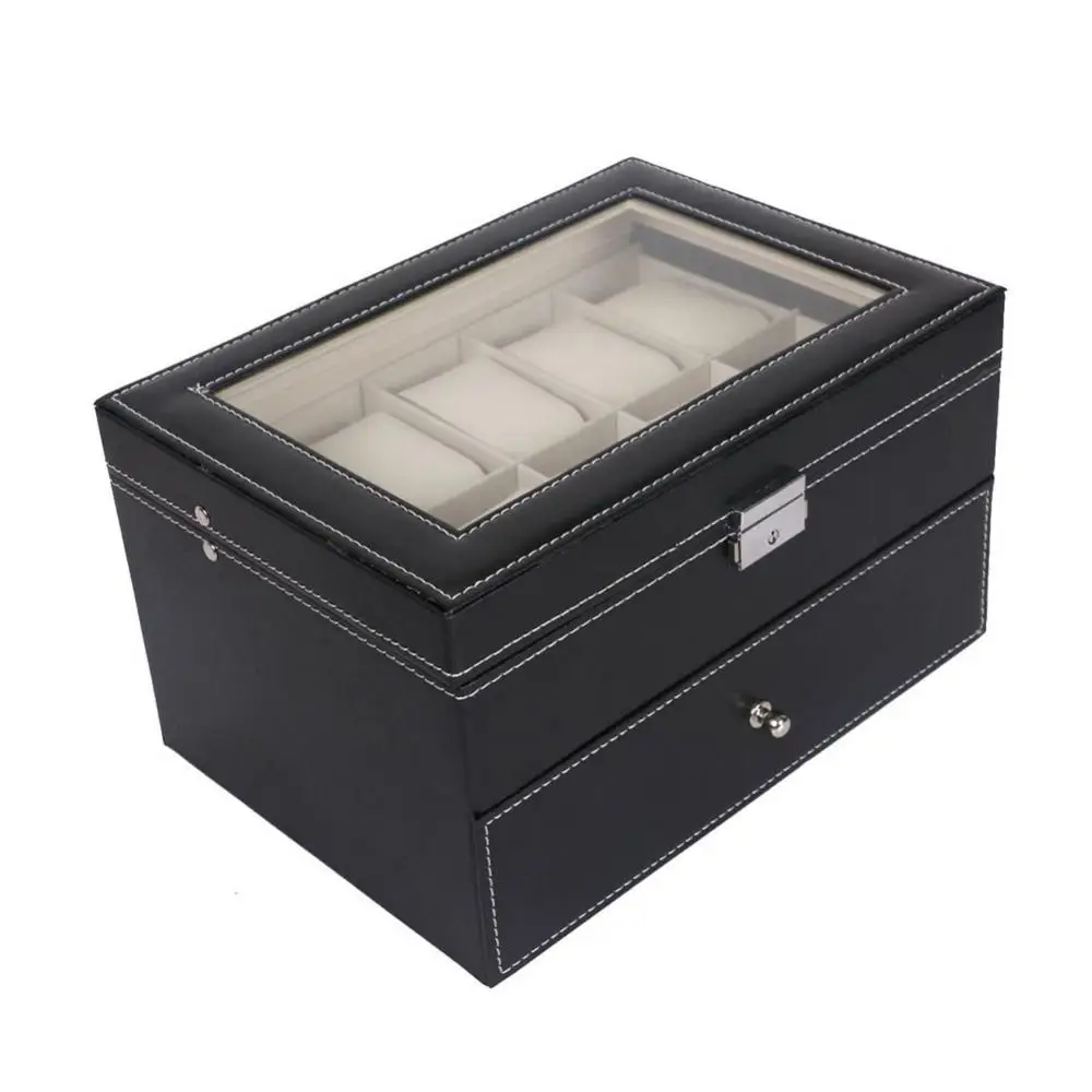 50% Hot Sales 6/10/12/20 Slots Faux Leather Wrist Watch Storage Box Display Case Organizer