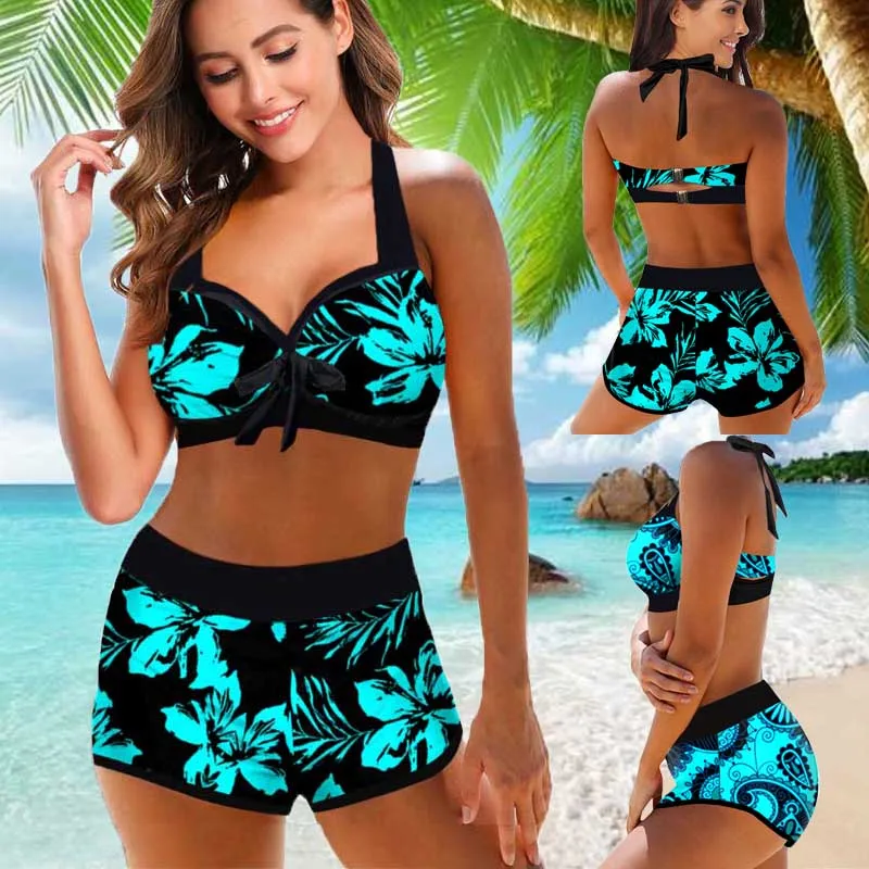 2022 Nieuwe Hoge Taille Bikini Sexy Badpak Vrouwen Print Badpak Bikini Set Plus Size Badmode Vrouwelijke Strand Zwemmen Pak