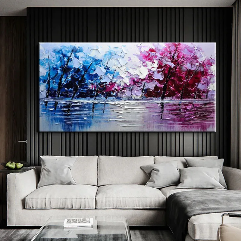 

Hand Painted Art Oil Painting Colorful Thick Knife Landscape Abstract On Canvas Wall Picture For Living Room Home Nordic Decor