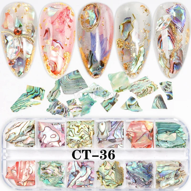 12 Color/Set Colorful Irregular Abalone Slice Nail Glitter Shell Fragments Nail Art Paillette Decorations Manicure Set