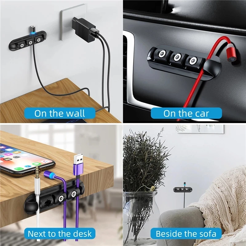 Cable Organizer Silicone Winder Flexible Wire Management Clips Cable Holder for Mouse Headphone Magnetic Charging Cable Plug Box