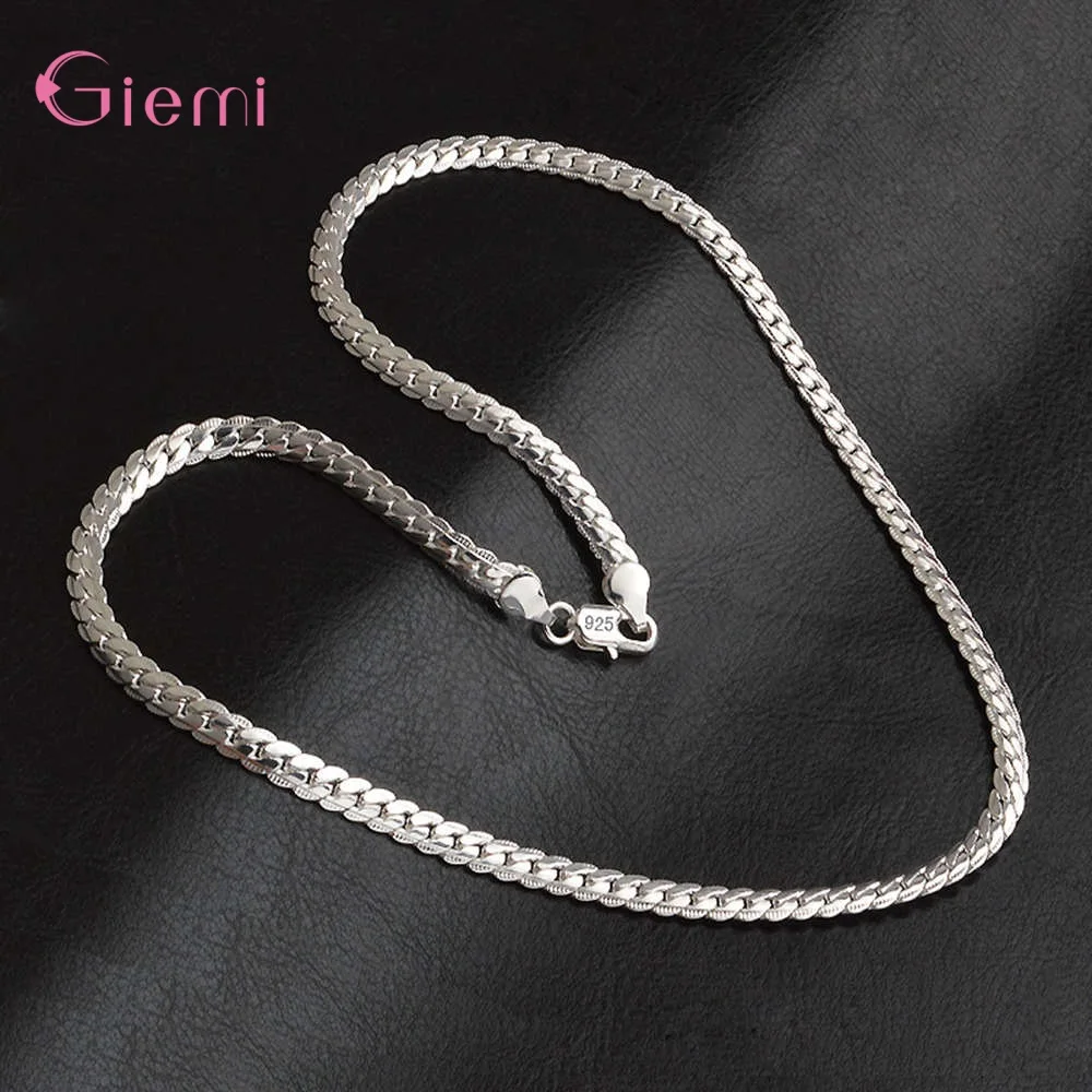 

New Arrivals Full Sideways 925 Sterling Silver Necklace Fashion Jewelry Women Men Link Chain Necklace Gift Femme