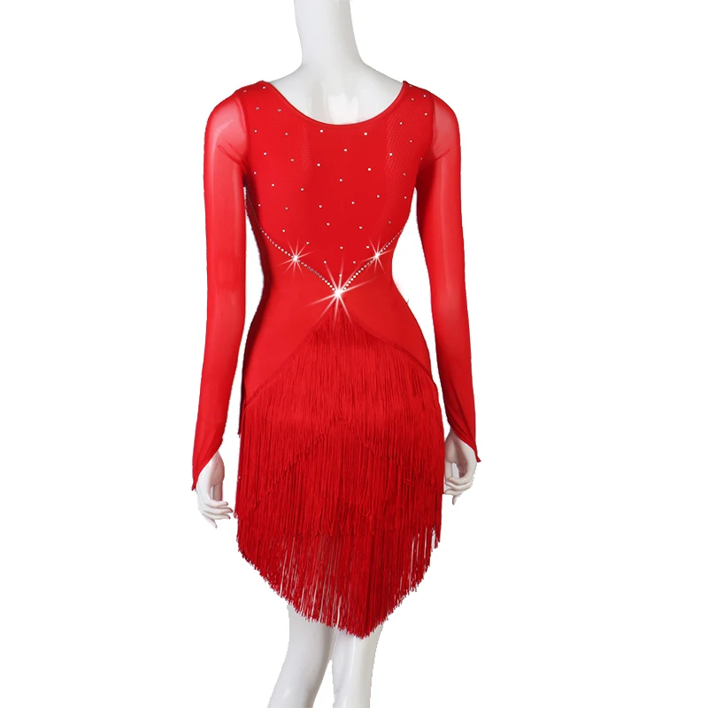 Frau quaste Latin dance performance wettbewerb kleid Rumba Cha Cha Dance Kleid Erwachsene LQ163 anpassen größe