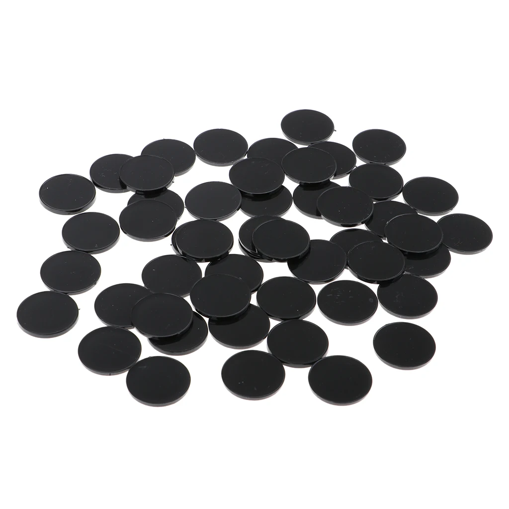 50pcs Plastic RPG Base Set Table Top Wargaming Wargame War Game Miniatures Circular BLACK