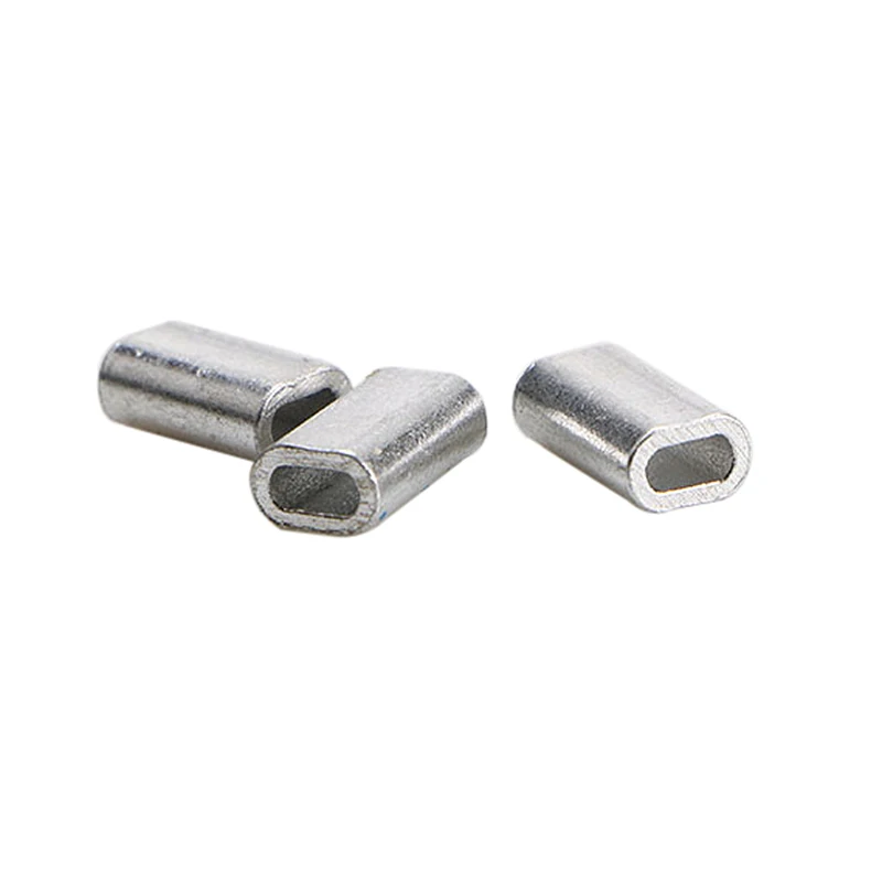 50-pieces Fishing Aluminum Sleeves 0.8mm-3.4mm Oval Fishing Line Crimp Sleeves Crimping Tube Fishing Connector