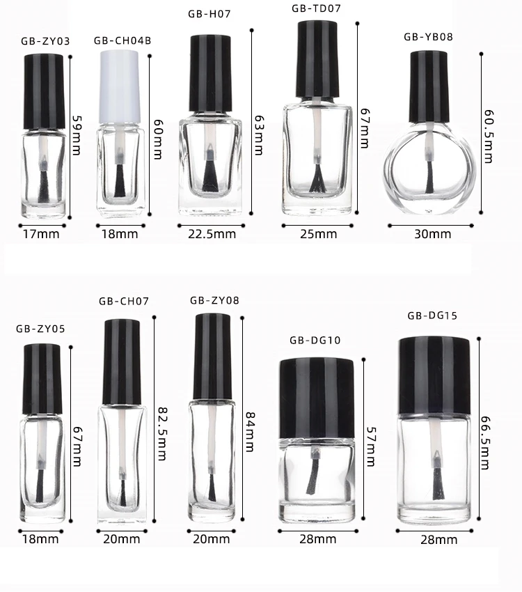 10-50pcs/lot 2ml-15ml Empty Glass Nail Polished Bottles With Brush High Transparent Glass Nail Polish Bottle Cosmetic Container