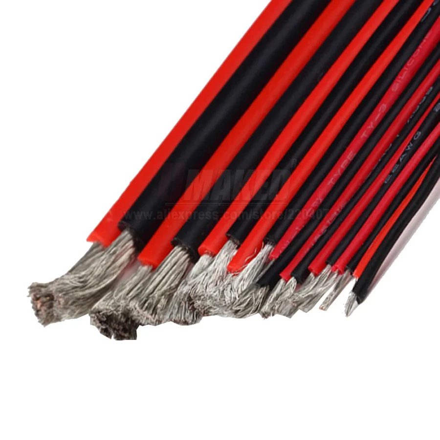 10/50/100meter AWG22/24/26 Gauge AWG Electrical Wire Tinned Copper Insulated PVC Extension LED Strip Cable Red Black Wire extend