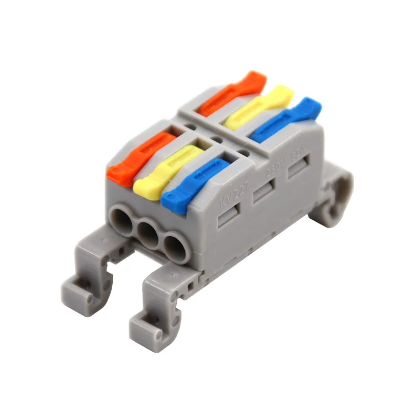 Mini conectores eléctricos de Cable tipo riel, Cable de cableado de Conductor compacto Universal rápido, bloque de terminales a tope Push-in, 2-20