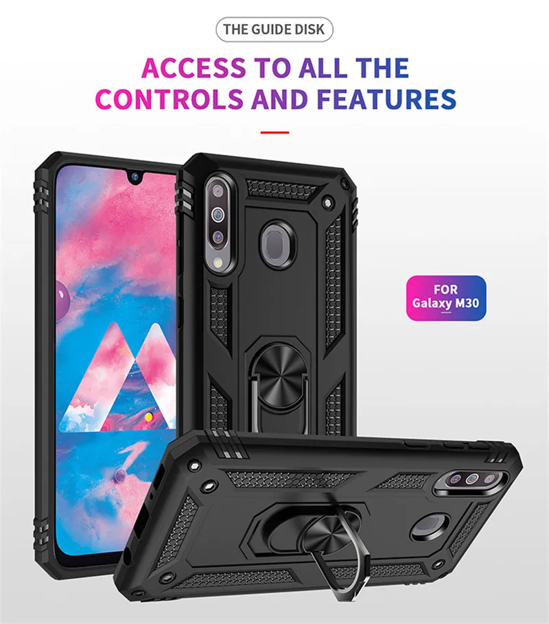 Mobile phone case with magnet ring holder for Samsung Galaxy M30, sm-m305fn/DS, 6.4 inch, Funda Capa