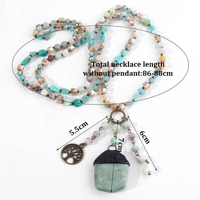 New Fashion Bohemian Jewelry Accessory Multi Glass/Stones Knotted With Stone Pendant Necklaces For Women Gift