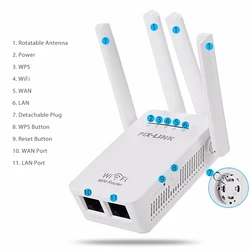 Extensor de alcance wifi 300mbps wifi repetidor impulsionador sinal sem fio 2.4ghz wi-fi extensor com ethernet porto wps configuração simples