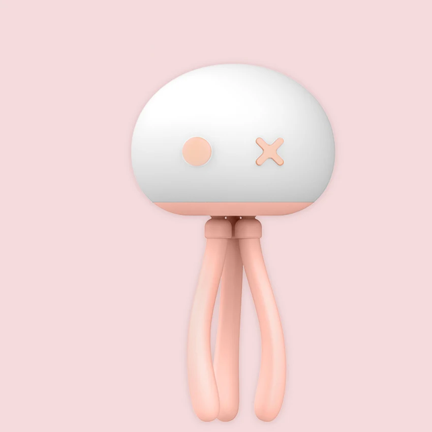 Luce notturna per bambini meduse, lampade in Silicone con controllo del rubinetto luce morbida per vivaio con staffa, batteria da 1200mah, 3 colori chiari, dimmerabile