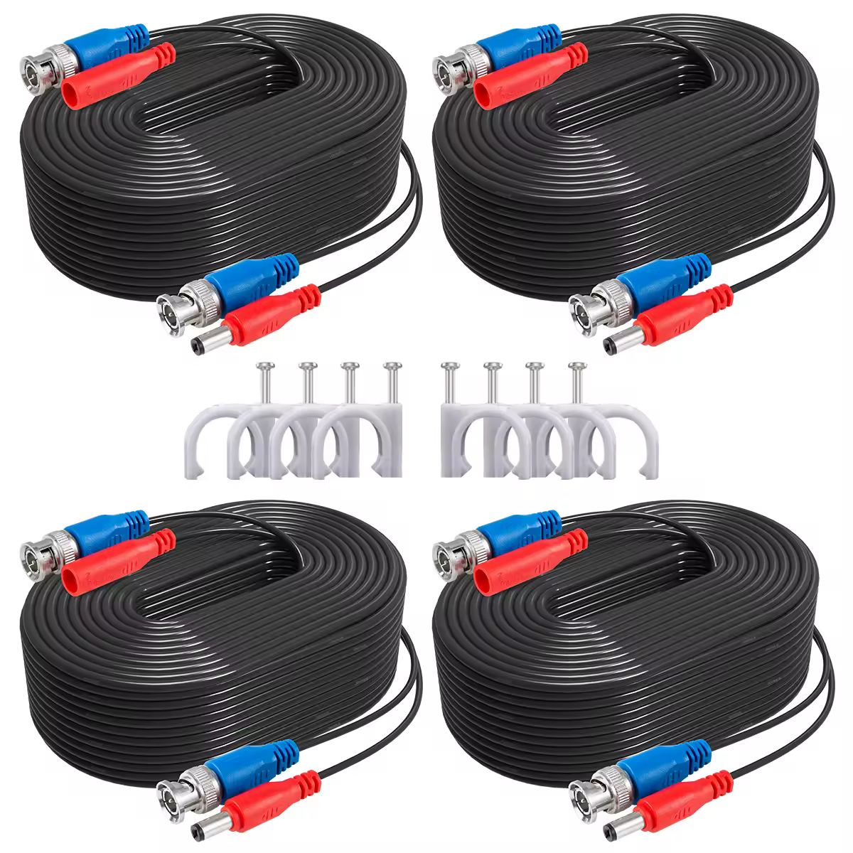 ANNKE-Cable de alimentación de vídeo BNC para cámara CCTV AHD, sistema de seguridad DVR, accesorios de vigilancia, color negro, 30M, 100 pies, 4 Uds.