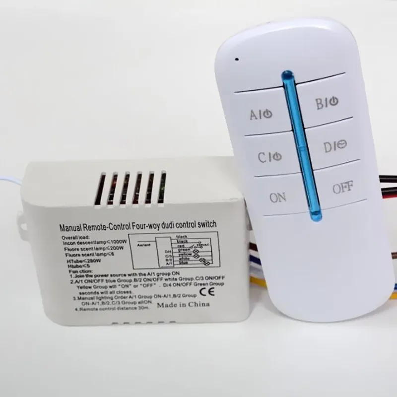 220V Draadloze Afstandsbediening Verlichting Schakelaar Muur Kroonluchter Led Licht Op Off Schakelaars 1 2 3 4 Ch Met ontvanger Transceiver
