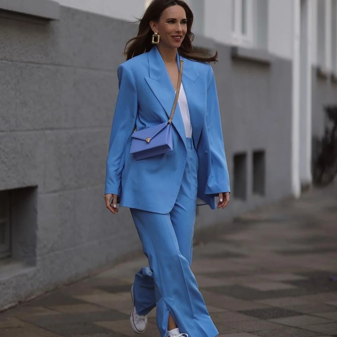 

2022 Solid Women Blazer Suits 2 Pcs Sets Streetwear Ladies Oversize Bridesmaid Dress Female Outerwear Chic Casual Suit