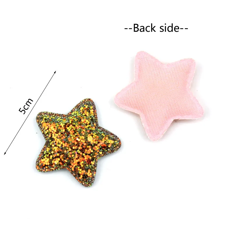 20Pcs 5cm Glitters Star Shape Shiny Padded Appliques for Kids Hair Clip clothes Decor Ornament and Garment Accessoires wholesale