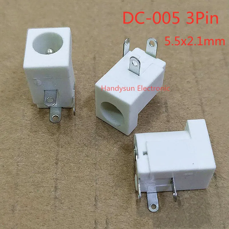 

10Pcs DC-005 5.5x2.1mm 3Pin White DC Power Socket Charging Power Interface Panel Mount Connector Adapter