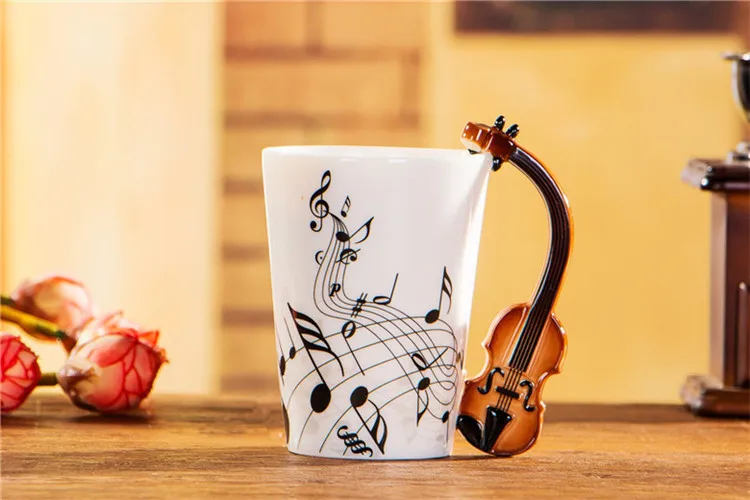 250/400ml Personality Creative Violin Ceramic Mug Music Coffee Coffee Mug Porcelain Mug Tea Cup Beer Mug Mug Gift