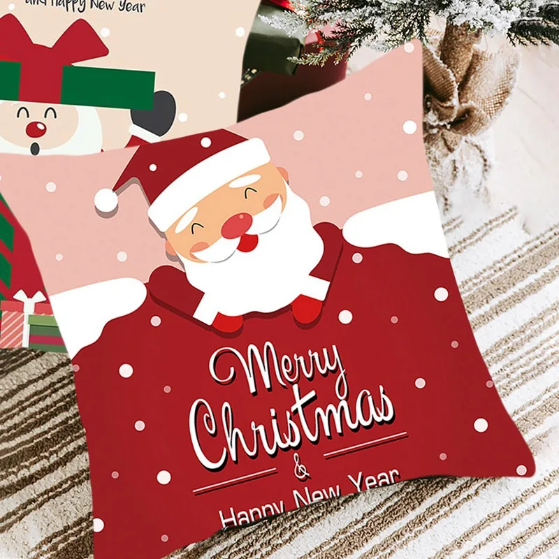 45*45cm Red Merry Christmas Cushion Cover Pillowcase 2024 Christmas Decorations For Home Xmas Noel Ornament New Year Gift 2025