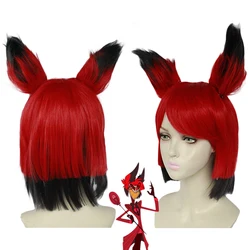 Anime Hazbin Hotel ALASTOR Wig with Ear Cosplay Costume Heat Resistant Synthetic Hair Men Women Wigs