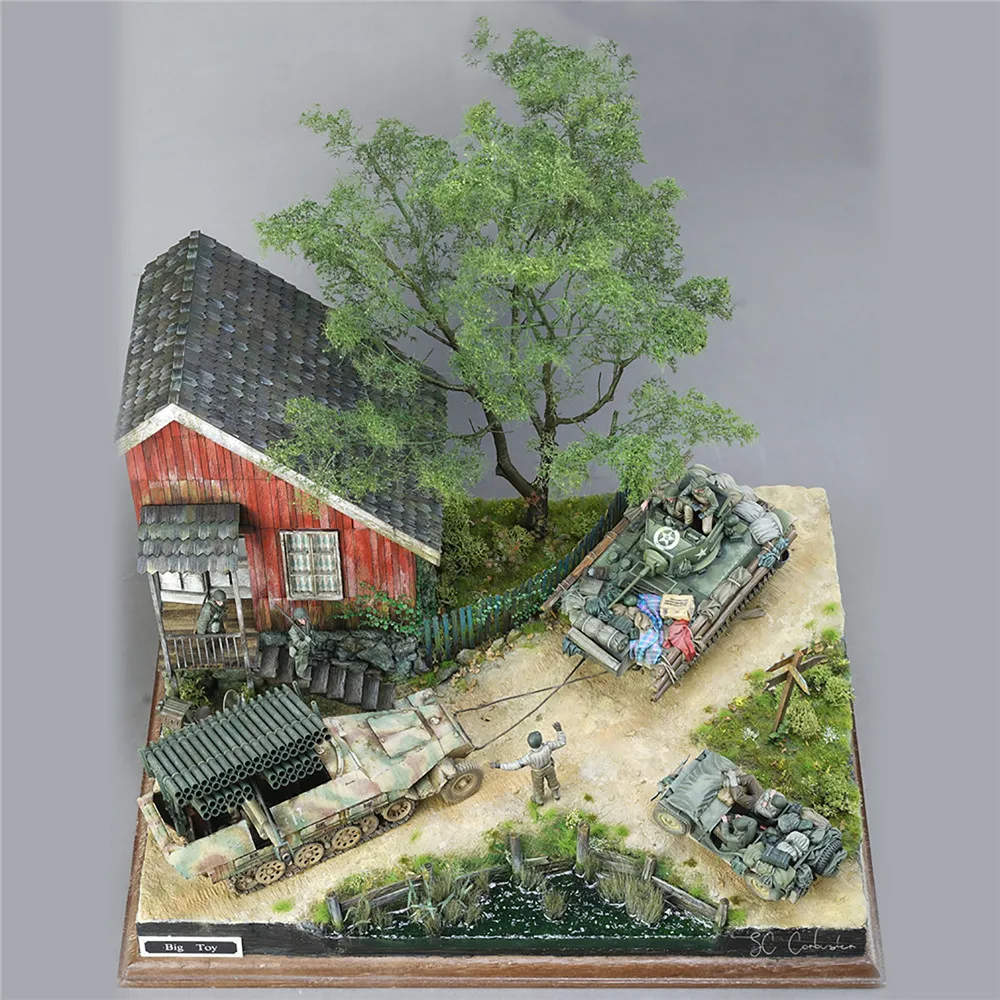 DIY Military Building Model Kits World War II German Soldier Shelter House Wood Cabin 1:35 Scale Model Kits DIY Accessories