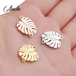 5pcs/lot leaf Stainless Steel Decoration Pendant Connectors Bohemia Handmade Charm Accessories DIY Earrings Jewelry Making