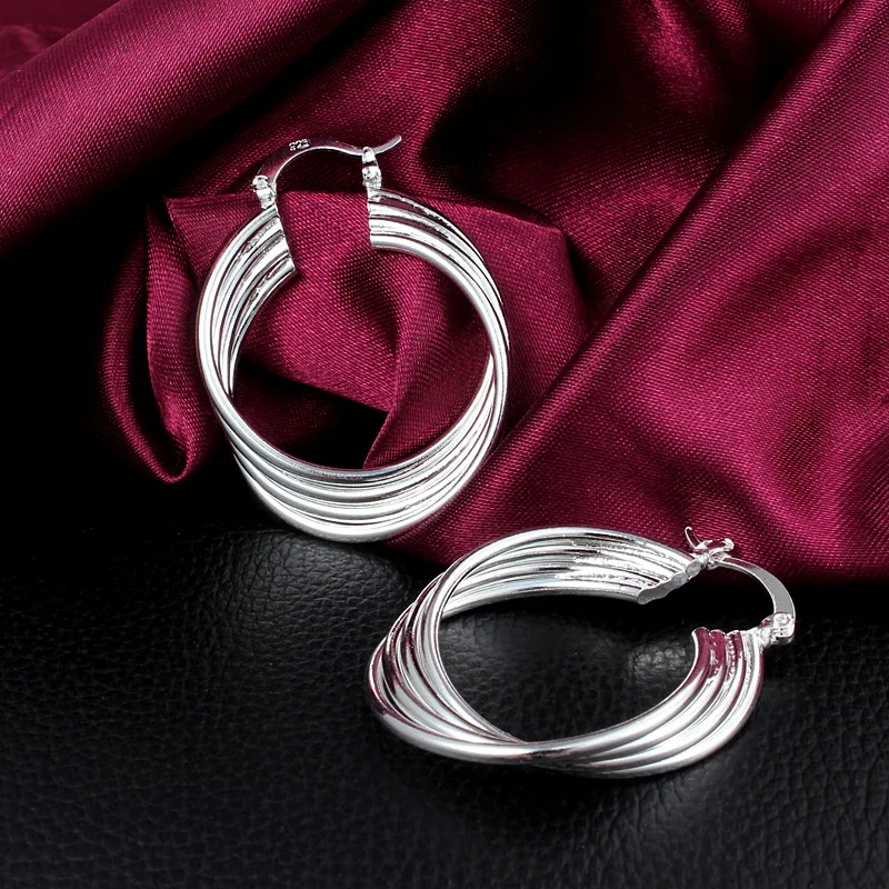 Boucles d'oreilles en argent regardé 925 pour femmes, bijoux à la mode, design multicouche, cadeaux