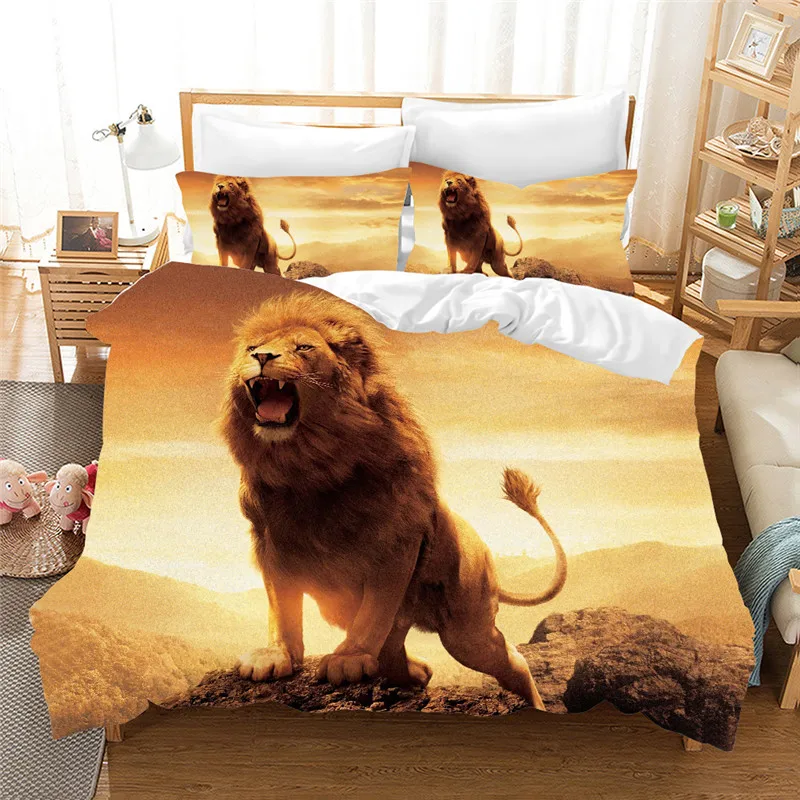 Comforter Bedding set Duvet Cover Set Kids Room Decoration high quality 3D Lion King Bed Set Single Double Bedclothes Bed Linen