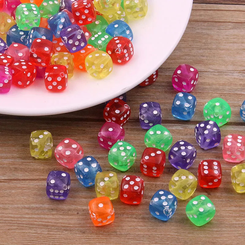 50Pcs Dices 8mm 5 Color Plastic Gaming Dice Standard Six Sided Decider Spacer Beads For DIY Jewelry Making Handmade