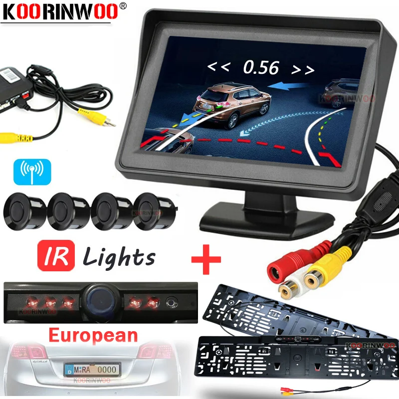 Koorinwoo Intelligent System Smart European License Number IR Camera Dynamic Trajectory Rear camera Rear view Car Parking Sensor