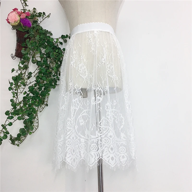 Lace Skirt Women tulle A-Line Sheer Black White Mesh Mini Skirts High Waist Sexy Transparent Underskirt Petticoat Skirt