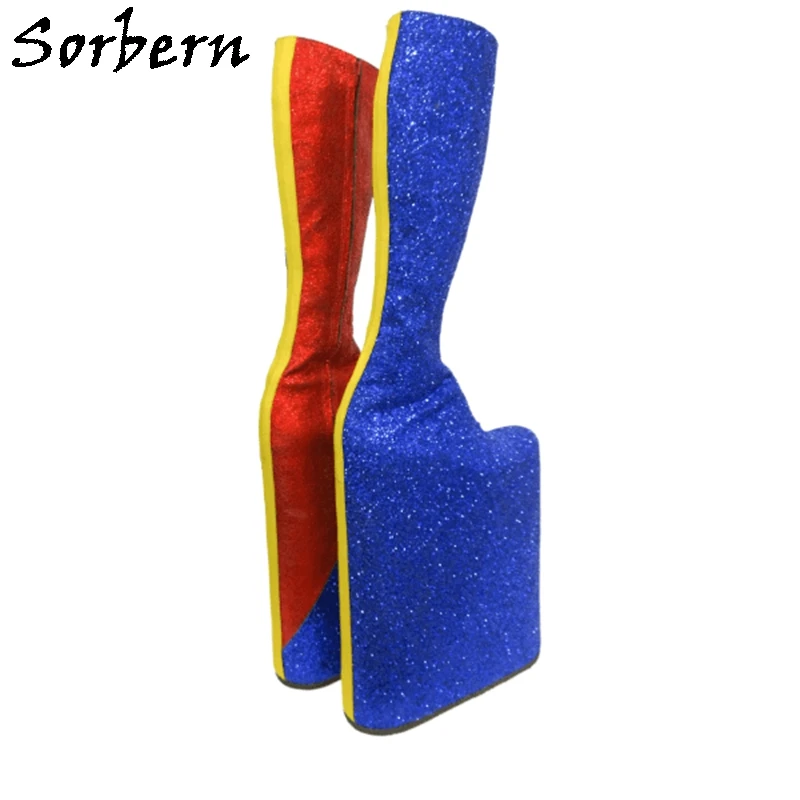 Sorbern Glitter Knee High Boots Women 10 In High Heels 8 In Platform Inside Zipper Crossdresser Long Boots Custom Slim Fit Legs